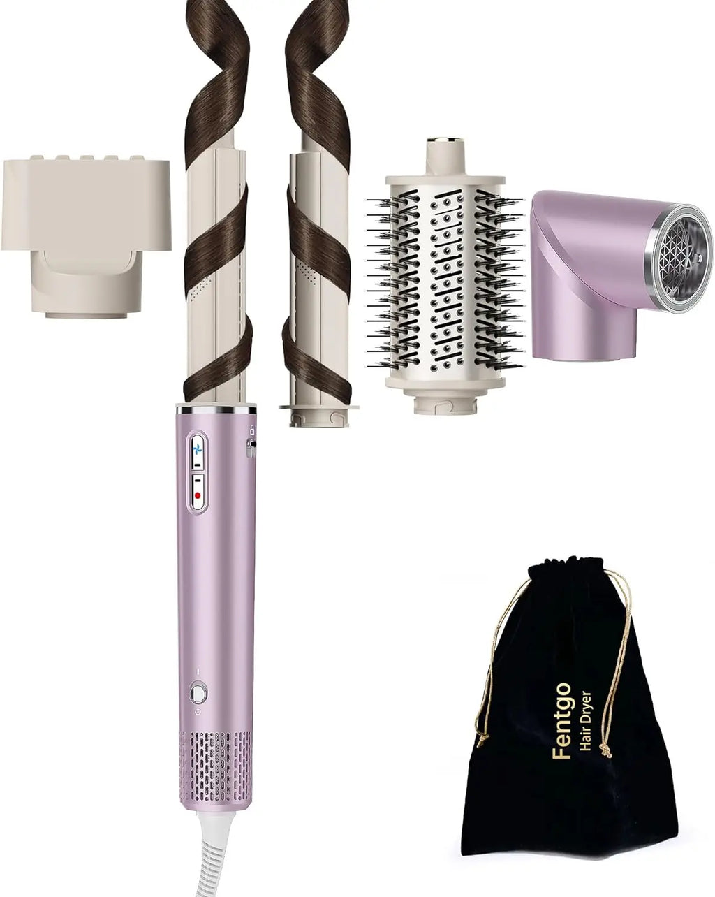 Air Wrap Hair Styler：5 in 1 Hair Dryer Brush Set With High-Speed Negative Ionic Blow Dryer Detachable Air Curler auto Air Wrap